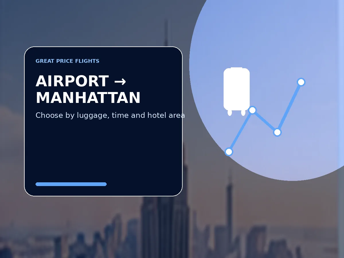 NYC airport to Manhattan route map with luggage