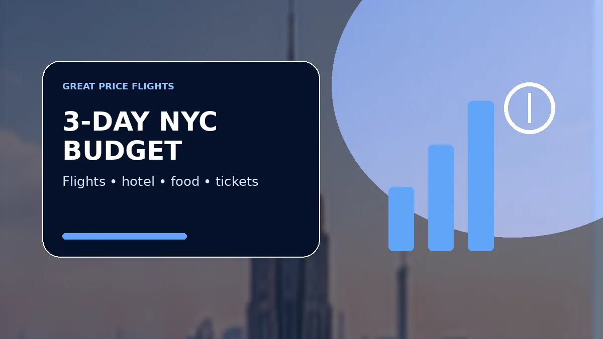 NYC trip budget planning graphic with skyline and cost categories