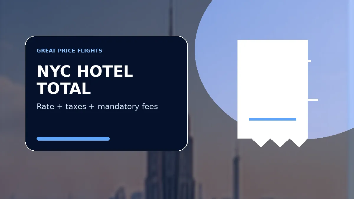 NYC hotel checkout total and fee calculation graphic