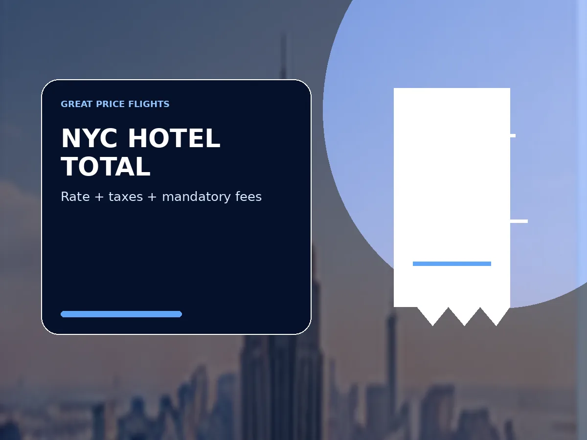 NYC hotel rate plus taxes and mandatory fees graphic